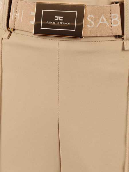 Pantaloni scurti Elisabetta Franchi SHORT WITH BELT Beige Femei (BM 19721634) 3