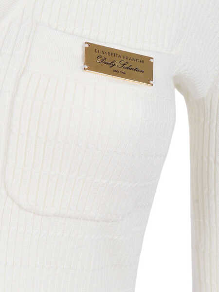 Pulovere casual Elisabetta Franchi KNITTED TOP White Femei (BM 19721901) 3