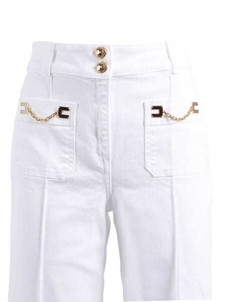 Pantaloni Elisabetta Franchi JEANS-STYLE TROUSERS White Femei (BM 19721928) 3