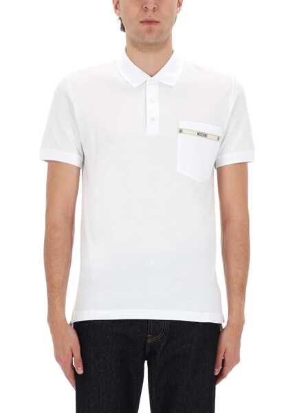 Tricouri Polo Moschino Polo With Logo WHITE Barbati (BM 19721957) 4