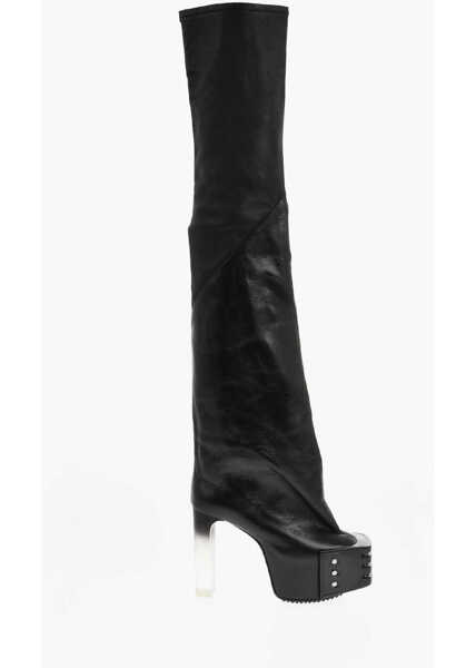 Cizme lungi Rick Owens Over The Knee Oblique Platform Boots 13Cm Black Femei (BM 19722059) 3