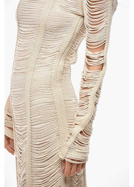 Rochii lungi Balmain Macrame Bodycon Maxi Dress Beige Femei (BM 19722065) 2