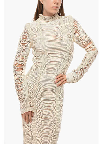 Rochii lungi Balmain Macrame Bodycon Maxi Dress Beige Femei (BM 19722065) 4