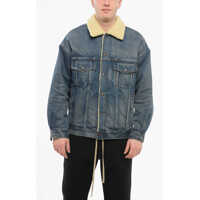 Geci de blugi Shearling Lined Denim Jacket With Rhinestoned Fringes Barbati