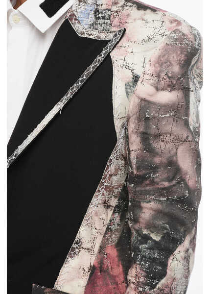 Sacouri Balmain Patterned Linen Center Vent Peak Lapel 1-Button Blazer Multicolor Barbati (BM 19722086) 3