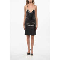 Rochii scurte Open Back Leather Bodycon Dress Femei