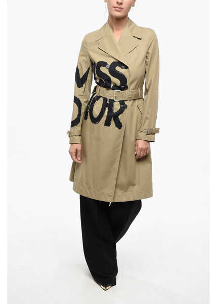 Paltoane Dior Double-Breasted Miss Dior Cotton Trench Coat Beige Femei (BM 19722107) 4