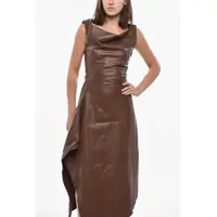 Rochii Bottega Veneta Dama - Rochii de zi Bottega Veneta Leather Asymmetric Dress Brown Femei (BM 19722110) - B-mall.ro