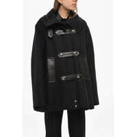 Paltoane Double-Breasted Wool Blend Coat With Leather Details Femei