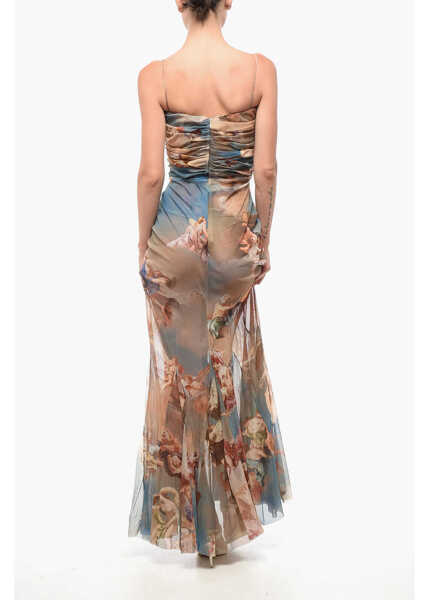 Rochii lungi Balmain Patterned Draped Tulle Maxi Dress Multicolor Femei (BM 19722116) 2