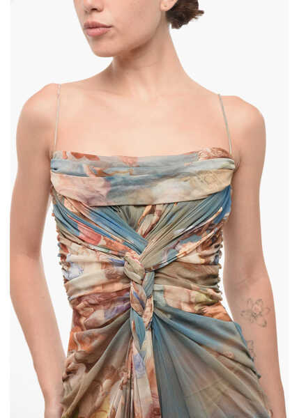 Rochii lungi Balmain Patterned Draped Tulle Maxi Dress Multicolor Femei (BM 19722116) 3