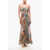 Balmain Patterned Draped Tulle Maxi Dress Multicolor