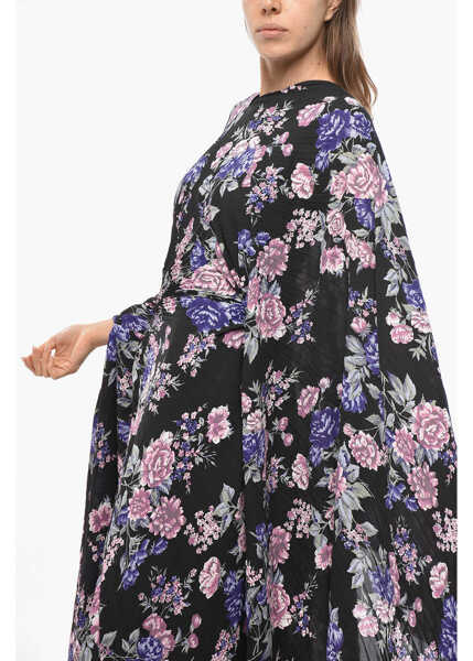 Rochii lungi Balenciaga Floral Patterned Accordion Kimono Dress Black Femei (BM 19722119) 2
