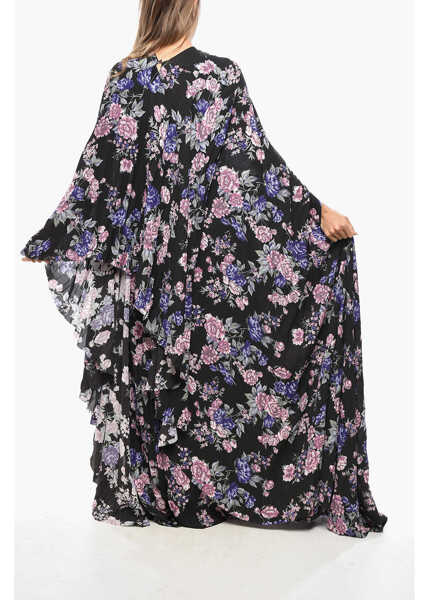Rochii lungi Balenciaga Floral Patterned Accordion Kimono Dress Black Femei (BM 19722119) 3