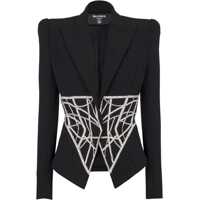 Sacouri Jewel Detailed Slim Fit Blazer With Padded Shoulders Femei