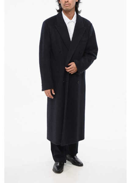 Paltoane Fendi Center Vent Peak Lapel Double-Breasted Coat Blue Barbati (BM 19722131) 4