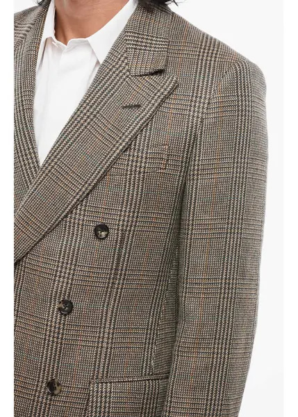 Sacouri elegante Loro Piana Linen And Cashmere Side Vents Peak Lapel Milano Double-Breas Multicolor Barbati (BM 19722134) 3