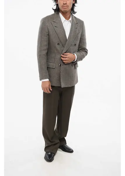 Sacouri elegante Loro Piana Linen And Cashmere Side Vents Peak Lapel Milano Double-Breas Multicolor Barbati (BM 19722134) 4