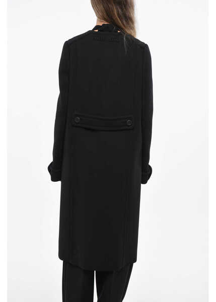 Paltoane Miu Miu Solid Color Wool Double Breasted Natte Coat Black Femei (BM 19722140) 2