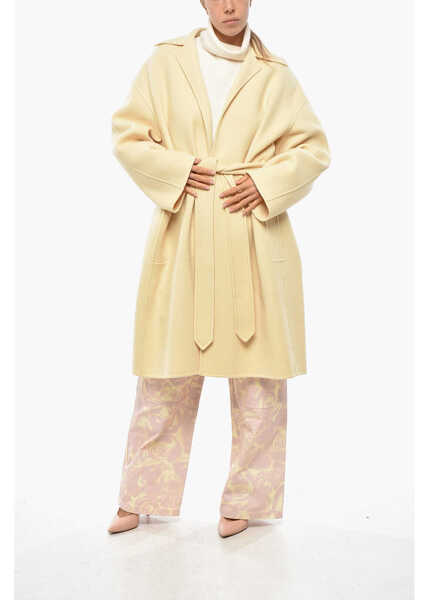 Paltoane Burberry Pure Cashmere Coat With Belt Yellow Femei (BM 19722149) 4