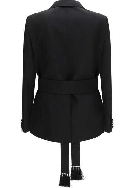 Sacouri Valentino Garavani Double-breasted virgin wool Blazer with belt NERO Barbati (BM 19722272) 2