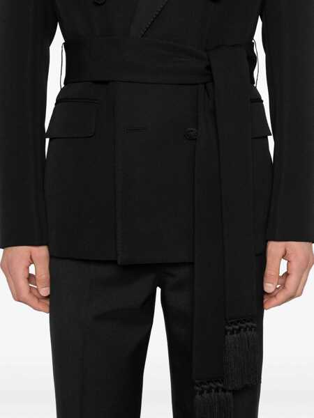 Sacouri Valentino Garavani Double-breasted virgin wool Blazer with belt NERO Barbati (BM 19722272) 5