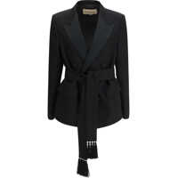 Sacouri Double-breasted virgin wool Blazer with belt Barbati