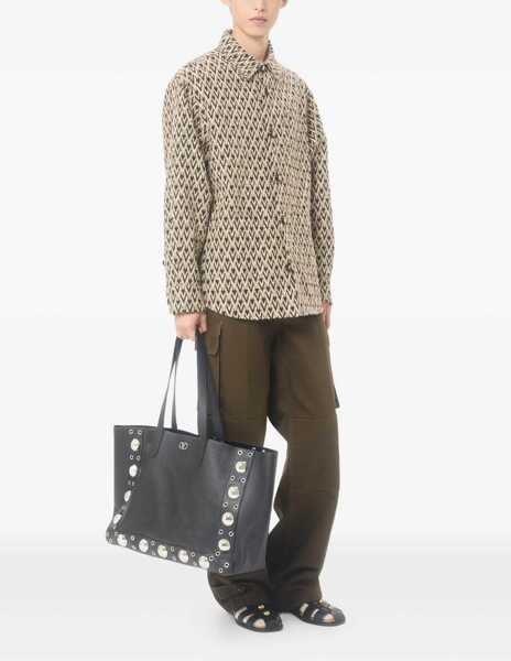 Jachete Valentino Garavani Mixed cotton jacquard Toute La V Jacket NERO/BEIGE Barbati (BM 19722287) 2