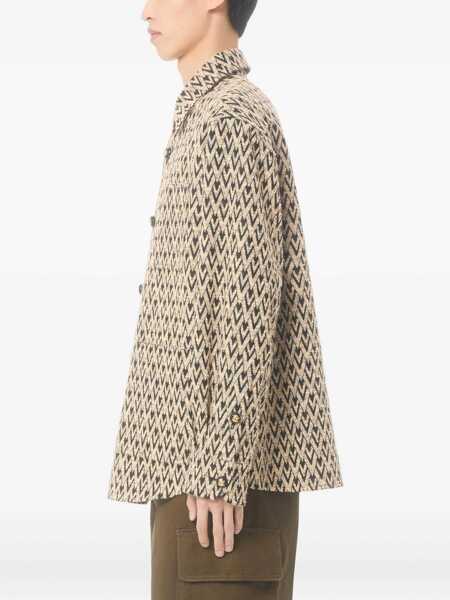Jachete Valentino Garavani Mixed cotton jacquard Toute La V Jacket NERO/BEIGE Barbati (BM 19722287) 5