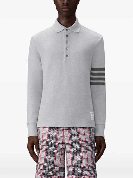 Tricouri Polo Thom Browne Piqu long-sleeve Polo PALE GREY Barbati (BM 19722629) 4