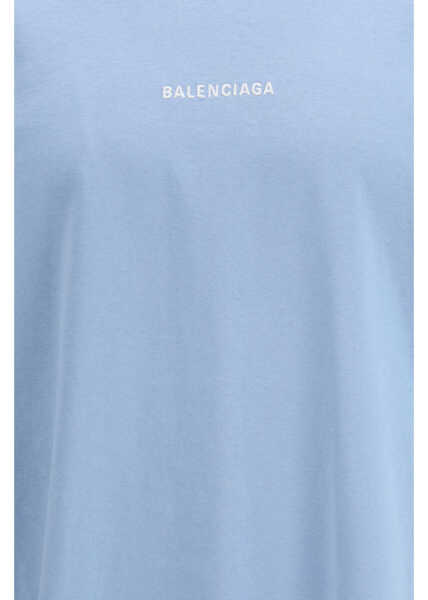 Tricouri Balenciaga Back short-sleeve T-shirt LIGHT BLUE/WHITE Barbati (BM 19722635) 3