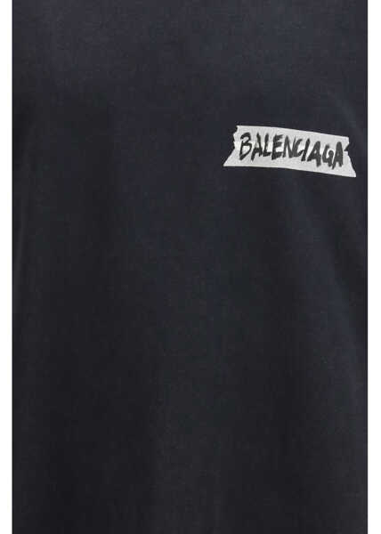 Tricouri Balenciaga Long-sleeve Masking Tape T-shirt FADED WASHED BLACK Barbati (BM 19722680) 3