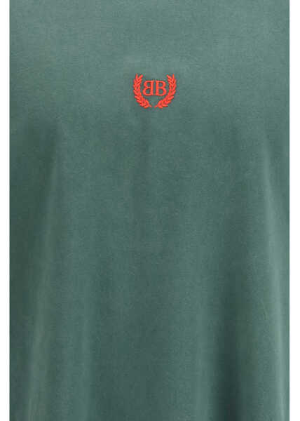 Tricouri Balenciaga BB logo embroidered T-Shirt DARK GREEN/RED Barbati (BM 19722686) 3