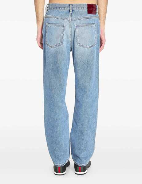 Blugi Gucci Slim-fit Pants in certified cotton denim LIGHT BLUE Barbati (BM 19722722) 4