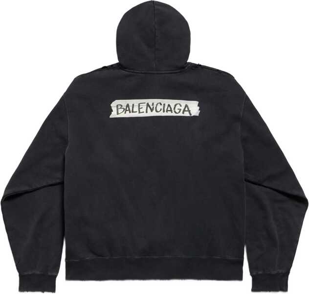 Bluze de trening Balenciaga Masking Tape oversized zip-up Hoodie FADED WASHED BLACK Barbati (BM 19722737) 5