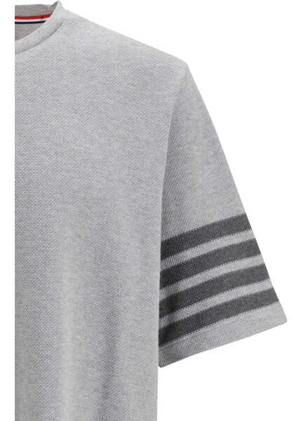 Tricouri Thom Browne Textured cotton piqu T-shirt PALE GREY Barbati (BM 19722740) 3