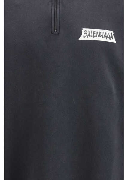 Bluze de trening Balenciaga Distressed zipped Sweatshirt FADED WASHED BLACK Barbati (BM 19722755) 3