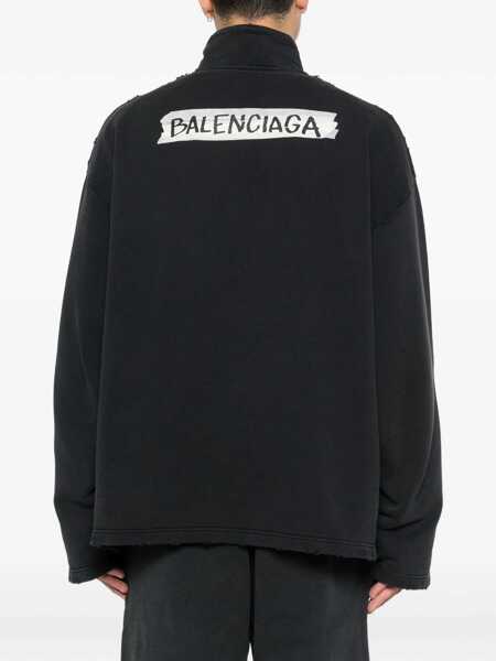 Bluze de trening Balenciaga Distressed zipped Sweatshirt FADED WASHED BLACK Barbati (BM 19722755) 4