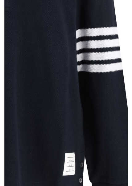 Tricouri Polo Thom Browne Piqu long-sleeve Polo NAVY Barbati (BM 19722782) 3