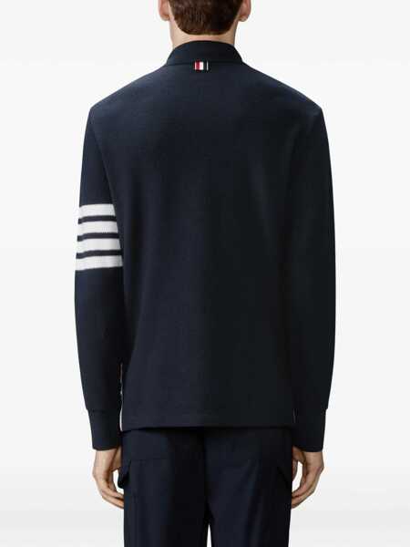 Tricouri Polo Thom Browne Piqu long-sleeve Polo NAVY Barbati (BM 19722782) 4