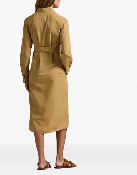 Rochii casual Ralph Lauren Cotton And Linen Midi Dress BEIGE Femei (BM 19722995) 3