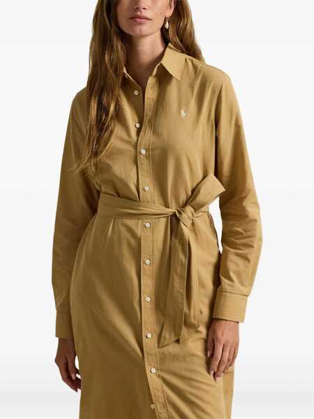 Rochii casual Ralph Lauren Cotton And Linen Midi Dress BEIGE Femei (BM 19722995) 4