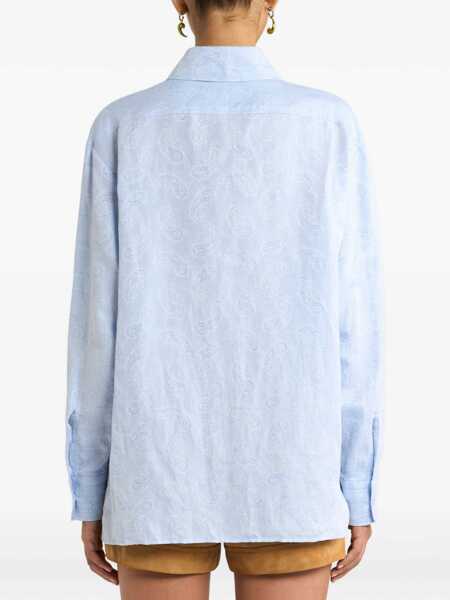 Bluze ETRO Linen And Cotton Shirt AZURE Femei (BM 19723028) 3