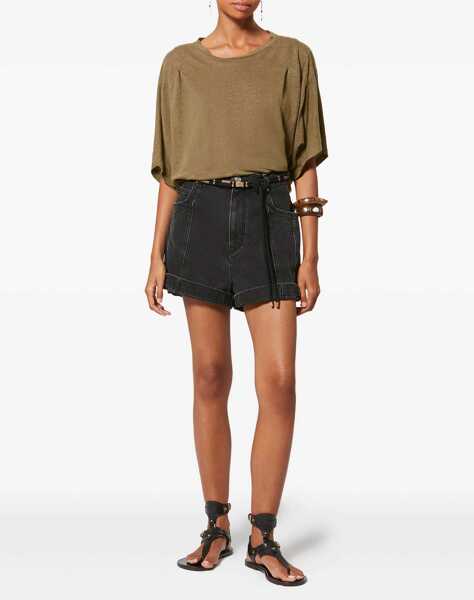 Tricouri ISABEL MARANT ETOILE Kianza T-Shirt BROWN Femei (BM 19723064) 2