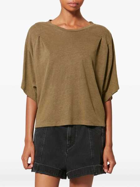 Tricouri ISABEL MARANT ETOILE Kianza T-Shirt BROWN Femei (BM 19723064) 3