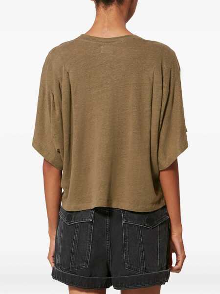 Tricouri ISABEL MARANT ETOILE Kianza T-Shirt BROWN Femei (BM 19723064) 4