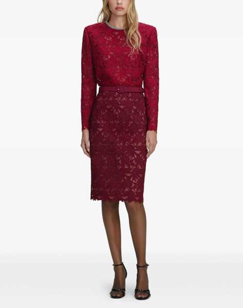 Fuste Self-Portrait Guipure lace midi Skirt BURGUNDY Femei (BM 19723097) 2