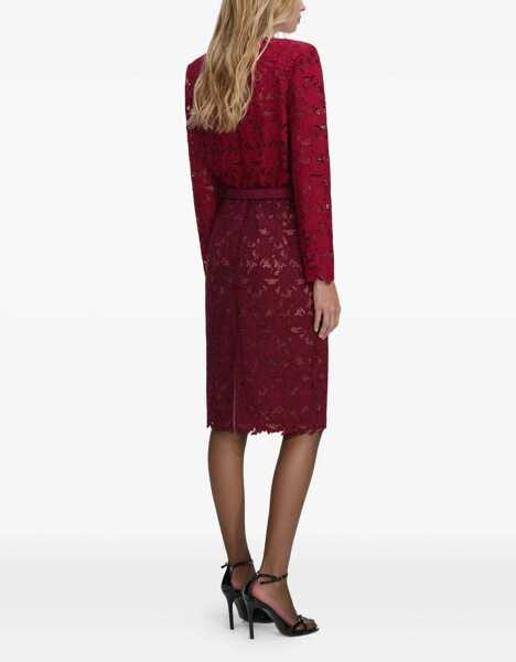 Fuste Self-Portrait Guipure lace midi Skirt BURGUNDY Femei (BM 19723097) 4