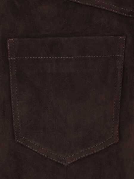 Fuste Self-Portrait Suede Midi Skirt BROWN Femei (BM 19723331) 4