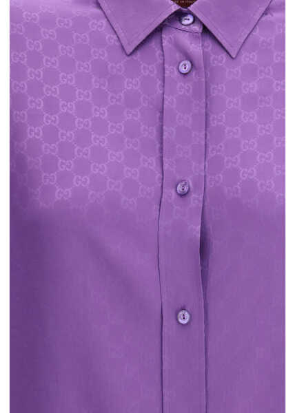 Camasi casual Gucci GG Supreme print silk Shirt NEW MAGIC PURPLE Femei (BM 19723361) 3